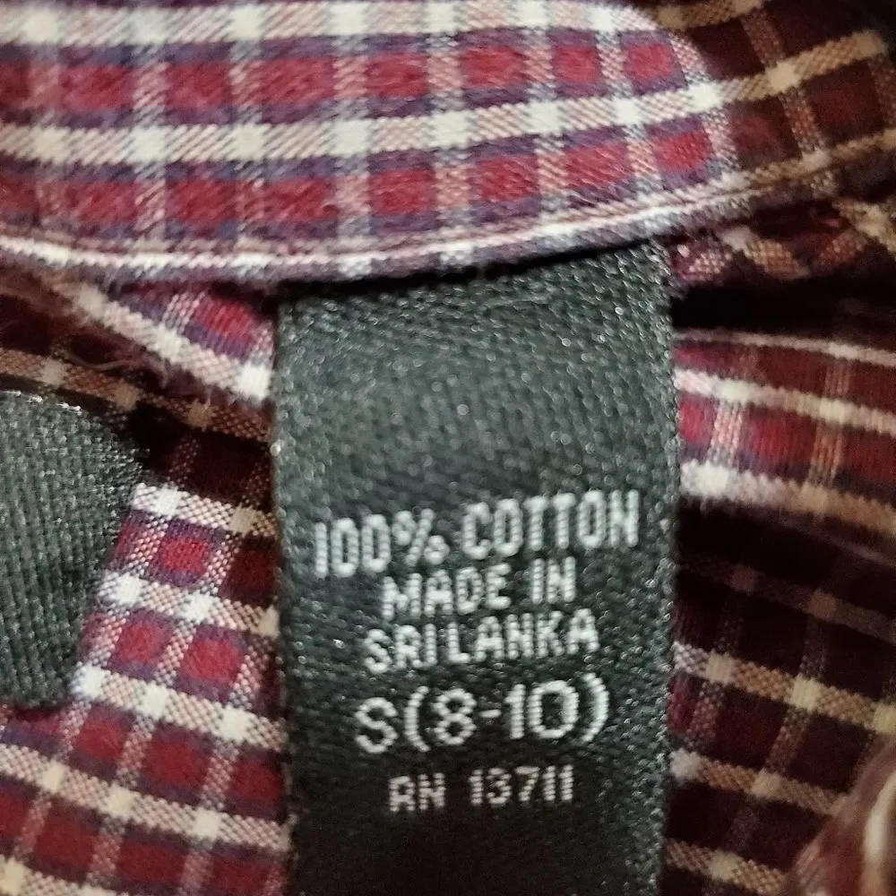 🧡Exceed Maroon Plaid Buttoned Short Sleeve Shirt Small